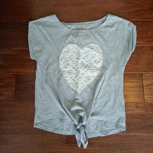 Short sleeve tie front top